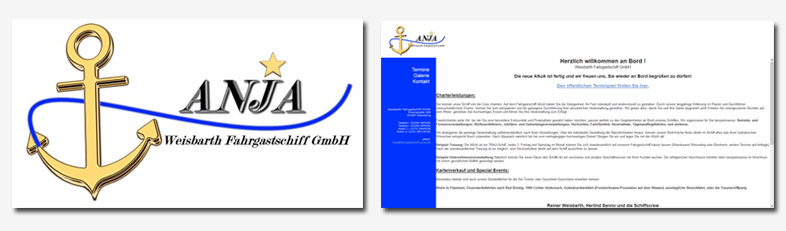 Abbildung altes Logo und Screenshot alte Website