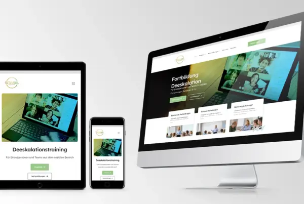 Screenshots der neuen Website auf Handy, Tablet und Desktop